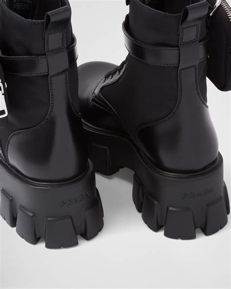 prada monolith leather and nylon boots